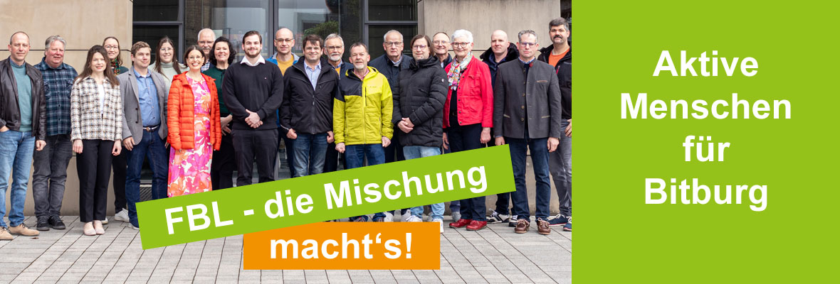 Bannerbild zeigt Gruppenfoto der FBL-Bitburg mit Aufruf zur Wahl